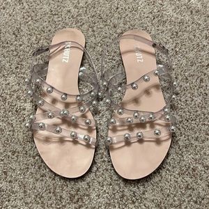 WOMENS BEJEWELED JELLY SANDAL